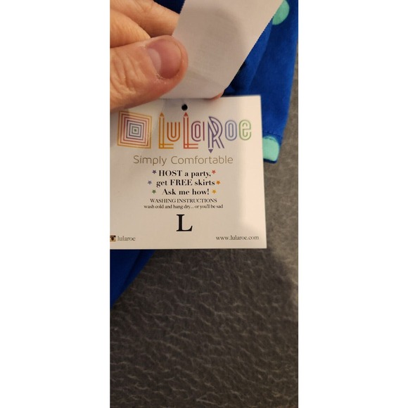 NWT LuLaRoe Julia Dress Knee Length‎ Scoop Polka Dot Royal Blue Aqua Size Large - Picture 10 of 11